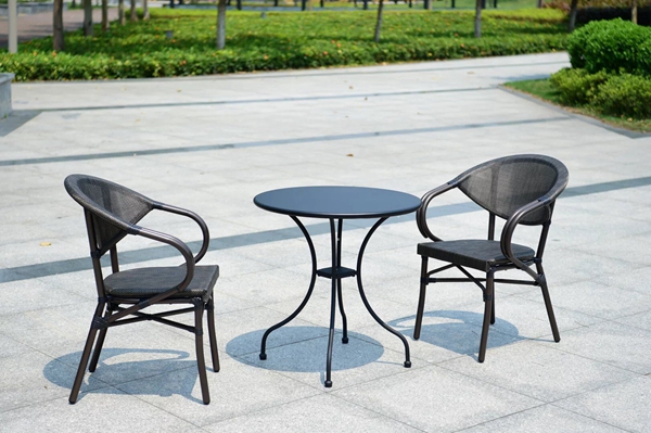 Cast aluminum tables and chairs